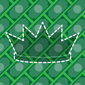 illustration dotted line crown over a background pattern of dollar bills