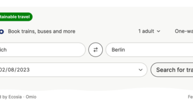 Ecosia Trains train booking tool