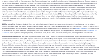 Zoom T&Cs clauses for using data for AI model training
