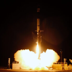rocket launch at night