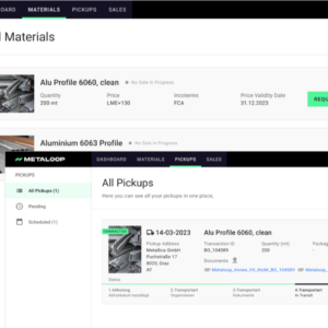 Metaloop dashboard