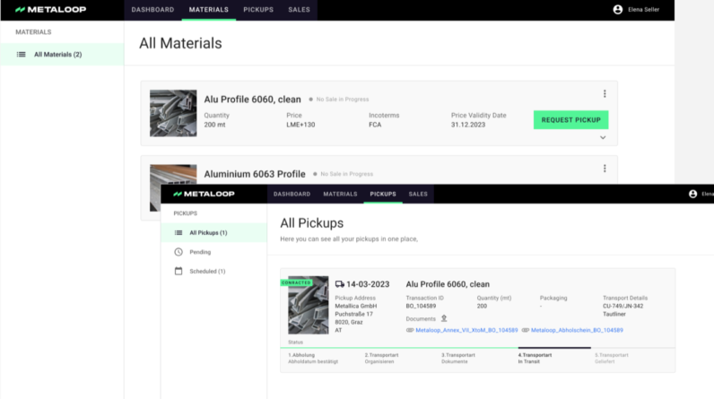 Metaloop dashboard