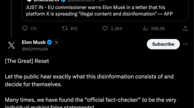 elon musk X stance on disinformation screengrab