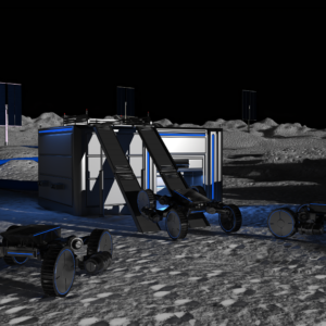 Starpath Robotics render; mining and refining moon water