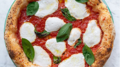 Dreamfarm's vegan mozzarella on a Pizza Pizzium Margherita pizza