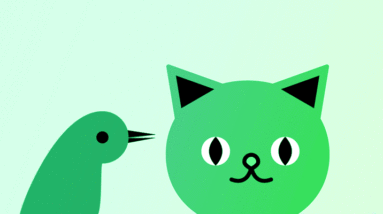blinky cat bird green