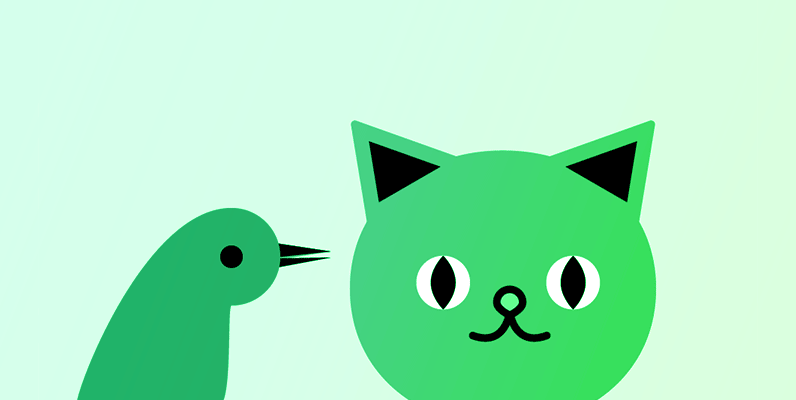 blinky cat bird green
