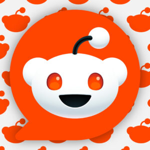 Reddit logo on a pattern of logo silhouettes