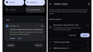 screenshots showing the Chrome feature, saying: "Chrome unsubscribed you from notifications."